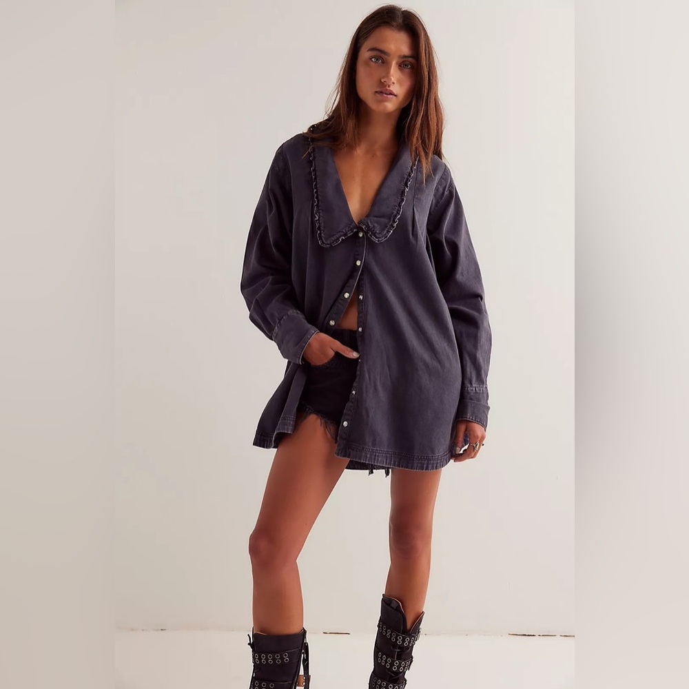 Free People Charlie Denim Tunic Shirt M